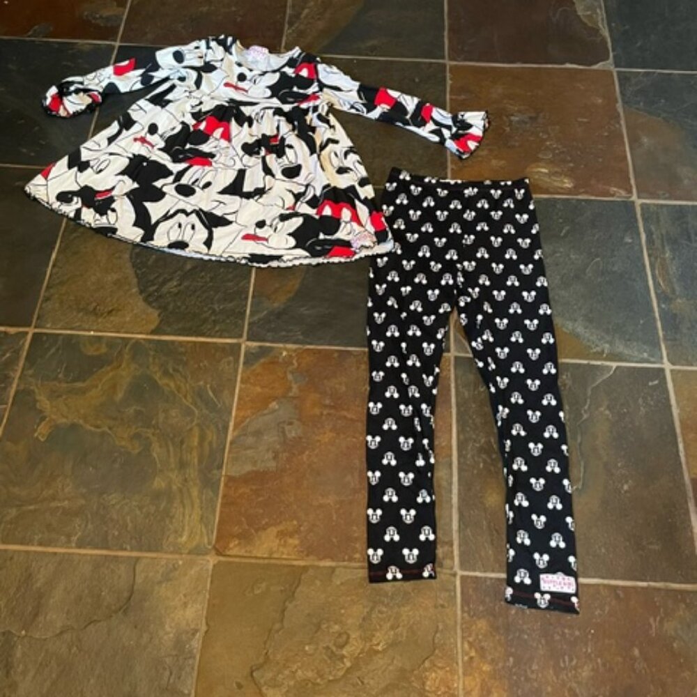 Ruffle Girl Mickey Mouse Matching Set Size 12/14 New With Tags, Red White Black